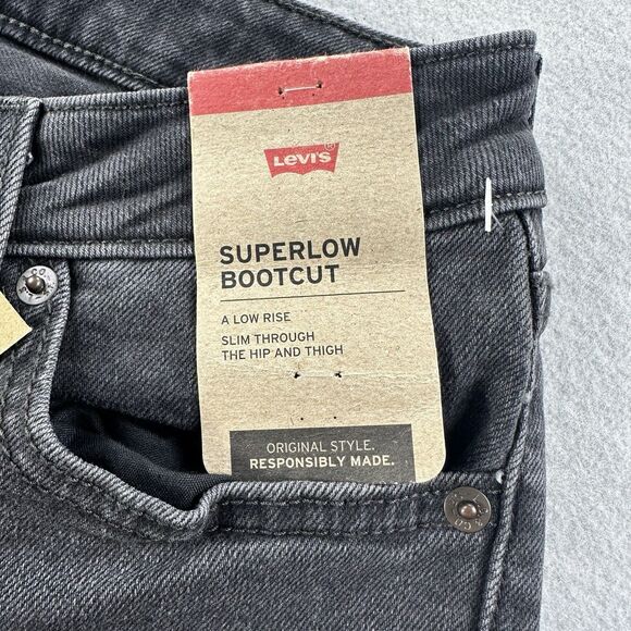 LEVI’S Women’s Super Low Bootcut Jeans Black Washed Size 26 Low-Rise Y2k *New* - Picture 9 of 15